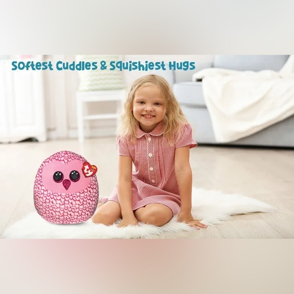 TY Squish-A-Boo Pinky Owl 14 Inch Plush Toy NWT